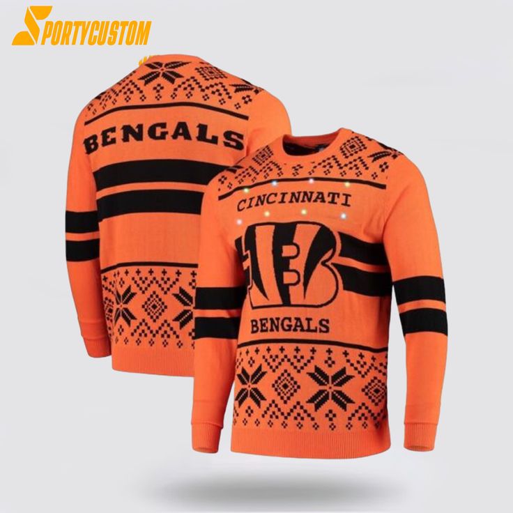 Nfl Cincinnati Bengals Sweater For Hot Fans Stay warm and stylish while showing off your team pride with the NFL Sweater. Featuring your favorite NFL team’s colors and logo, this sweater is the perfect choice for colder weather. Its soft and cozy fabric ensures comfort, while the classic design allows for versatile styling. Whether you’re [...] Long Sleeve Sweater With Ribbed Cuffs For Game Day, Team Spirit Long Sleeve Sweater For College, Winter Fan Apparel Crew Sweater, Winter Crew-neck Fan Apparel Sweater, Collegiate Long Sleeve Sweater For Game Day, Winter Sports Event Sweatshirt With Ribbed Cuffs, Winter Sweater With Ribbed Cuffs For Sports, Winter Sweater With Ribbed Cuffs, Collegiate Sweater For Game Day