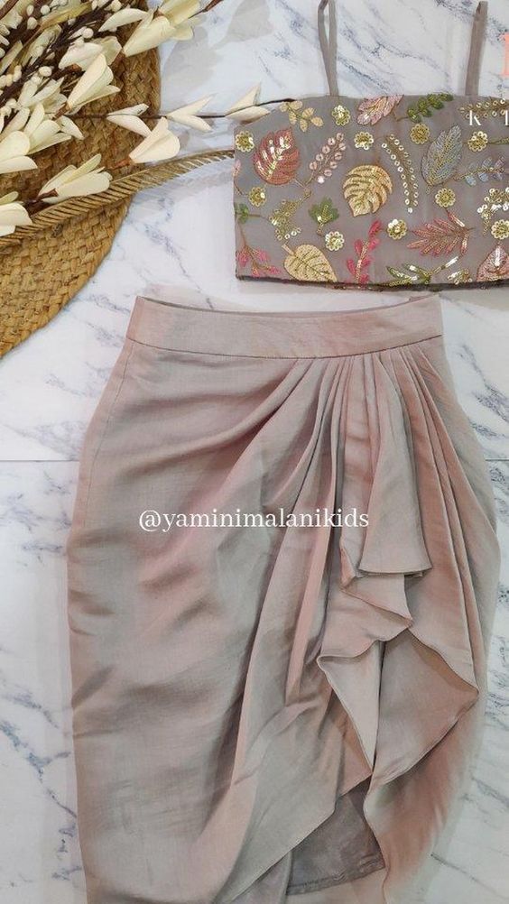 YM Kids | Designer Kidswear | NEW LAUNCH - TAUPE DRAPE SET A heavy embroidered Top with a Drape skirt. Can be customised as Mom Daughter Twinning set as well. DM to… | Instagram