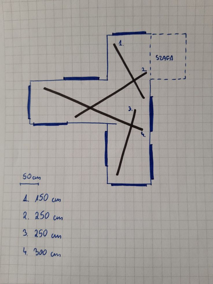 a drawing of a square with two intersecting lines