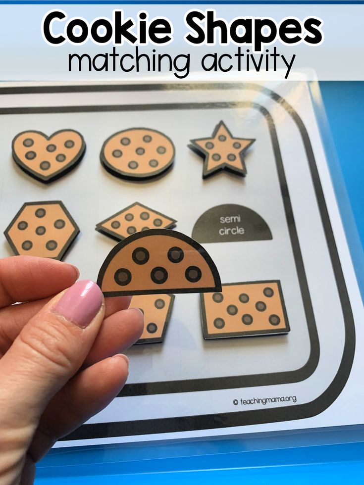 a cookie shape matching activity for kids to learn shapes and numbers with the help of hands