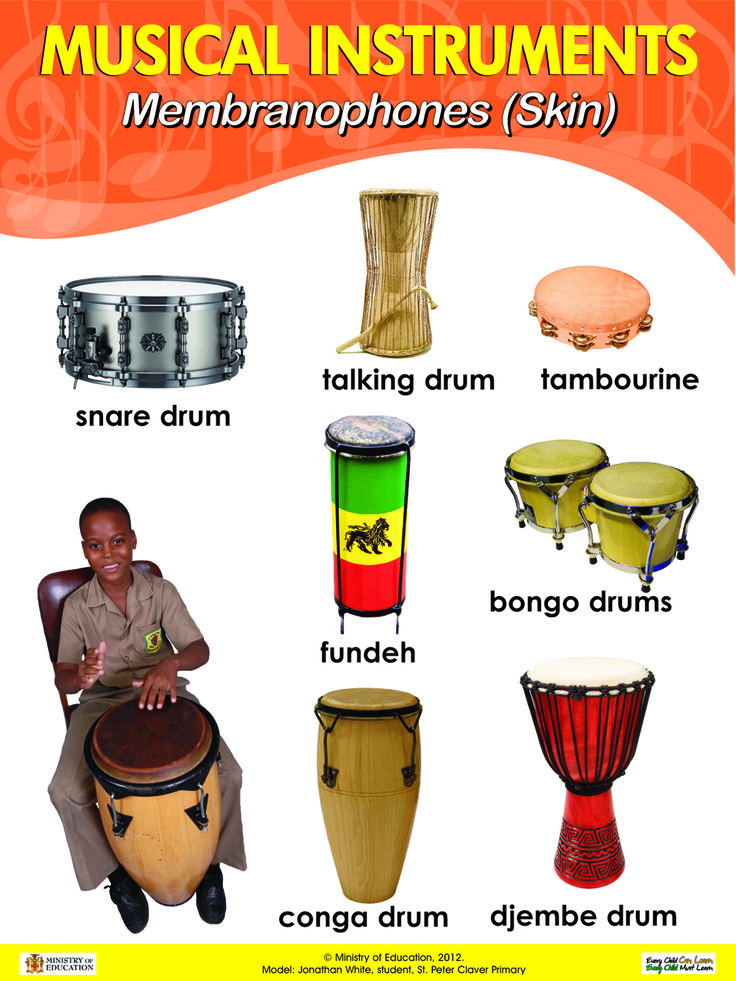 an advertisement for musical instruments, including drums and congrapanones in different colors