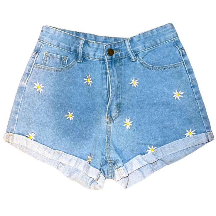 Shein High-Waisted Jean Shorts With Printed Daisy’s Size: Small Uk 36 Us 4 Great Condition Looks Brand New Perfect For Summer Time Or Vacation Cute White High Waist Bottoms, Cute High-waist Cotton Bottoms, Cute High Waist Cotton Bottoms, Cute Summer Denim Bottoms, Cute High Waist Bottoms For Spring, Cute Denim Bottoms For Summer, Cute Light Blue Fitted Bottoms, Light Blue Fitted Cute Bottoms, Cute Bottoms For Spring Day Out