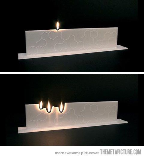 three different images of candles lit up on top of each other in the same light