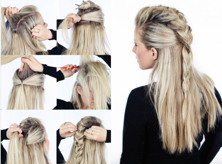 Tutorial de trenza mujer rubia Viking Hairstyle, Faux Hawk Hairstyles, Fest Outfits, Viking Hair, Long Hairstyle, Step By Step Hairstyles, Trendy Hairstyle, Super Hair, Faux Hawk