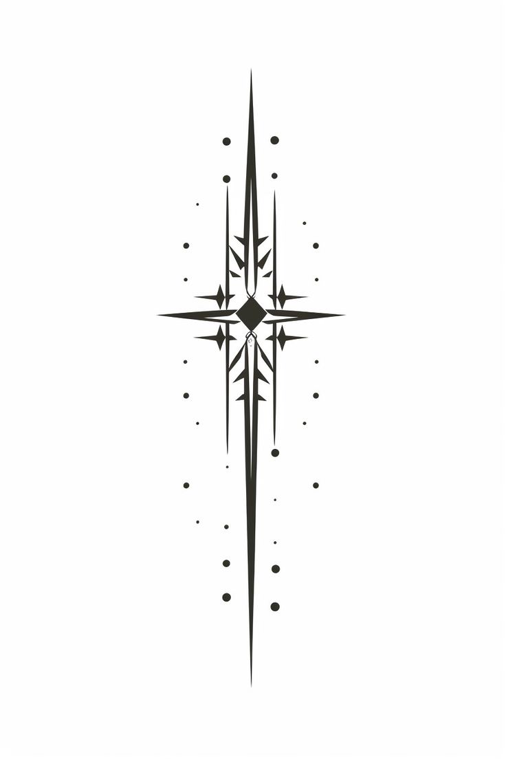 a black and white compass tattoo design