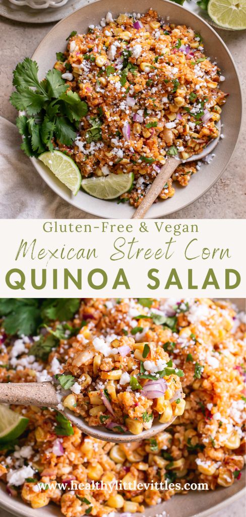 mexican street corn quinoa salad with lime and cilantro