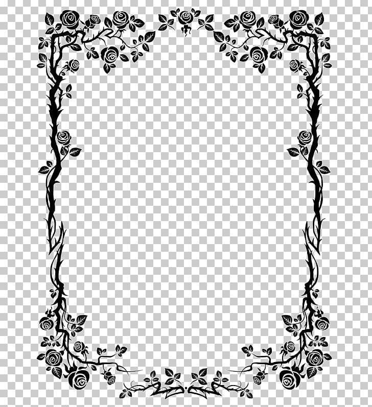 a black and white frame with roses on it, transparent background png clipart