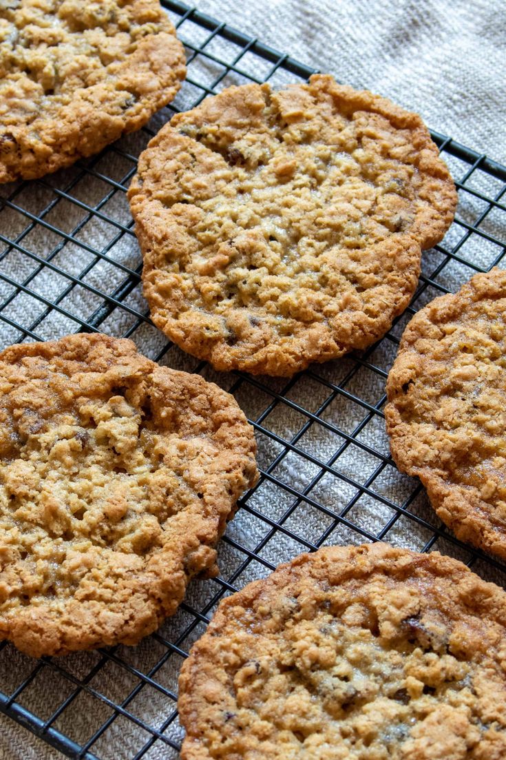 four cookies cooling on a wire rack