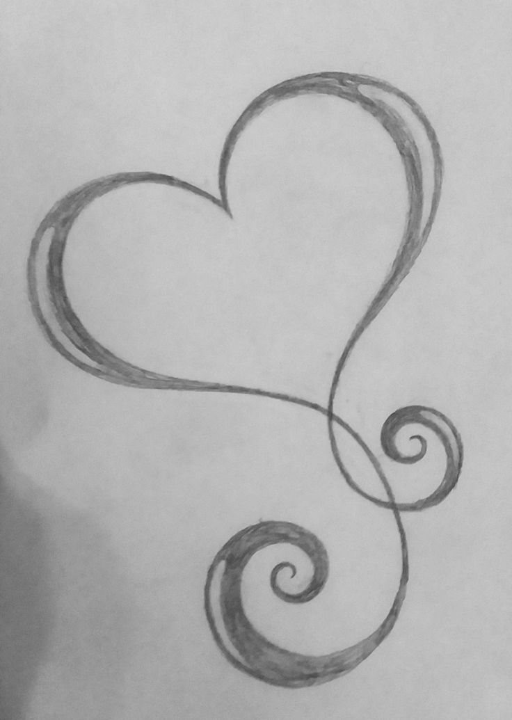 a drawing of a heart with swirls on it