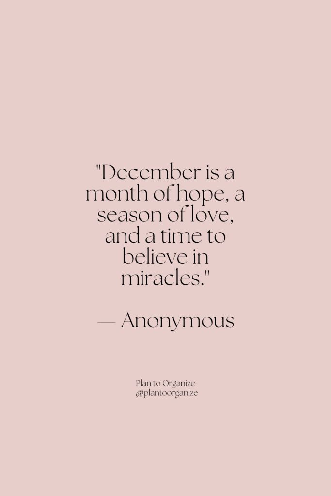 a pink background with the words december is a month of hope, season of love, and a time to believe in miracles