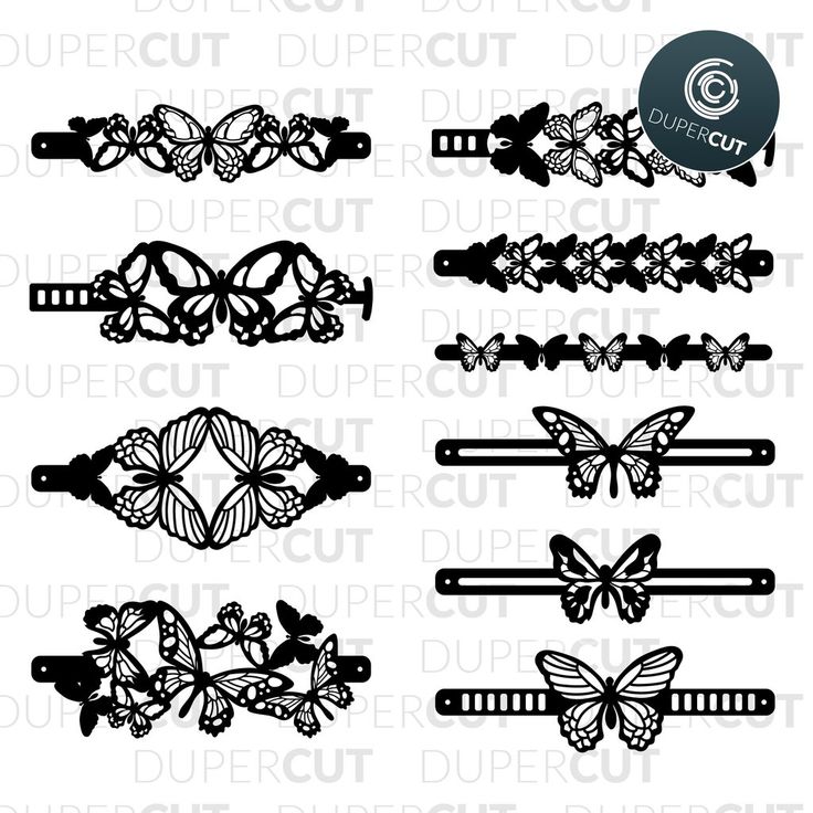 lace and butterflies cliparts for silhouette cutouts, cricut or other cutting machines