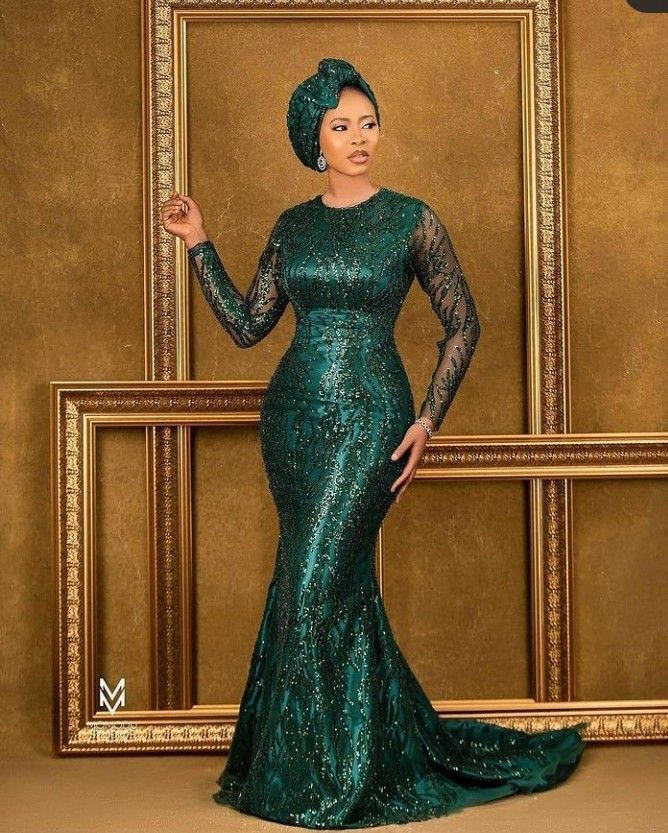 Materials Gown Style For Ladies, Green Prom Dresses Mermaid, Latest Lace Gown Styles Aso Ebi, Latest Lace Gown Styles, Changing Dresses, Lace Gown Styles Aso Ebi, Eid Fits, Short Dreadlocks, Owambe Styles