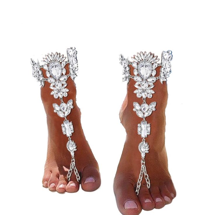 PRICES MAY VARY. Rhinestones barefoot sandals is made of rhinestone,crystal and alloy.They look beautiful and comfortable to wear. Beach feet jewelry upper circumference is 23+9cm. Lower circumference is 25cm. color:white，colorful，champagne Feet jewelry barefoot Wide Application: nice decoration for your foot when you participate in beach, dancing and wedding party or at dance and yoga class, also great as gift for your girlfriend, wife and beloved ones. Unique Design: the anklets are designed w Crystal Barefoot Sandals, Foot Jewelry Wedding, Beach Dancing, Plan Checklist, Rhinestone Anklet, Butterfly Heels, Foot Chain, Crystal Anklet, Pearl Anklet