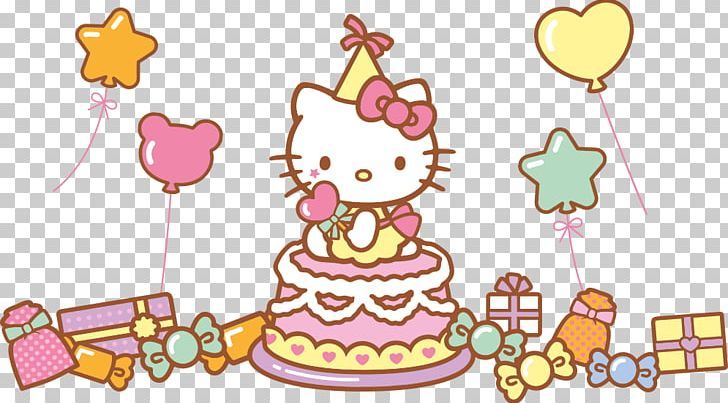 hello kitty birthday cake with balloons and stars transparent background png clipart free for personal use