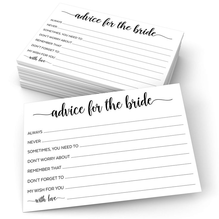 wedding advice cards with the words advice for the bride written in black ink on them