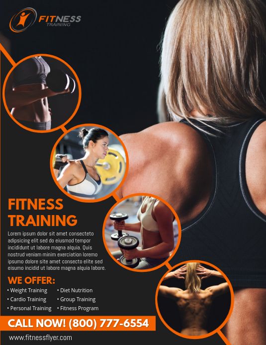 a flyer for a gym with images of women doing exercises