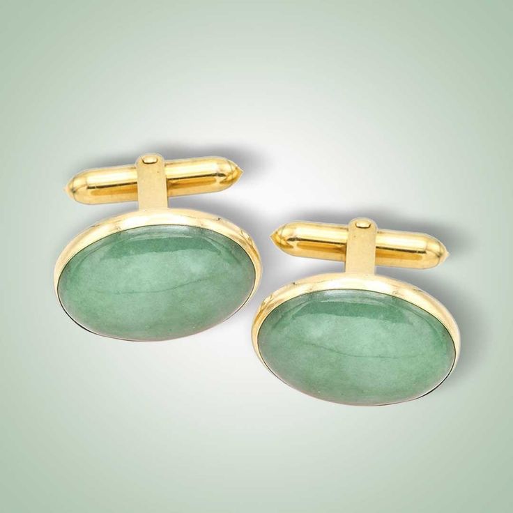 Elegant and sleek, a timeless set of oval shaped cufflinks made by hand by Guatemalan artisans. Mint Green Jade (15x12mm cabochons) 14 KT Gold Available in different Jade colors, on request Elegant Green Cabochons For Formal Occasion, Modern Oval Jewelry For Formal Occasions, Elegant Green Cabochons For Gifts, Elegant Green Cabochons As Gifts, Classic Oval Cabochon Jewelry For Formal Occasions, Classic Yellow Gold Cabochons For Formal Occasions, Oval Yellow Gold Jewelry For Business, Round Polished Cabochons For Gifts, Round Polished Cabochons As Gifts