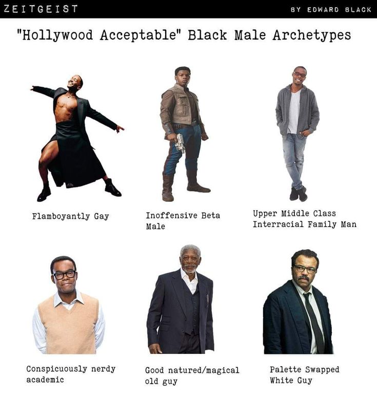 an image of people that are in different poses for the movie hollywood acceptable black male archetys