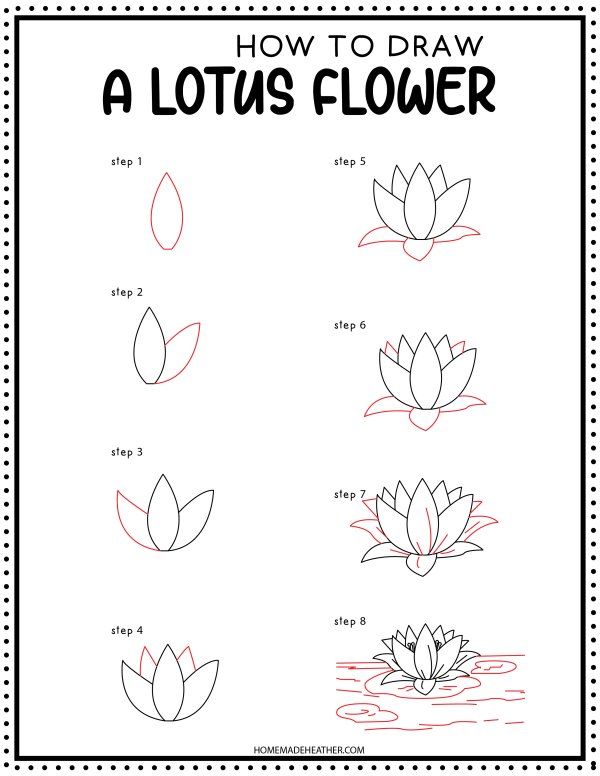 how to draw a lotus flower