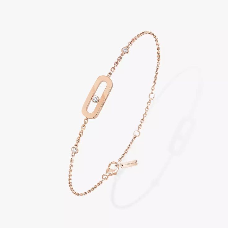 Pink Gold Diamond Bracelet Move Uno | Messika 10051-WG Rose Gold Diamond Chain Bracelet Fine Jewelry, Rose Gold Diamond Chain Bracelet, Gold Diamond Bracelet With Adjustable Chain, Rose Gold Diamond Bracelets For Everyday Luxury, Diamond Rose Gold Bangle Chain Bracelet, Timeless Rose Gold Chain Bracelets, Rose Gold Diamond Chain Bangle Bracelet, Luxury White Gold Bracelet With Single Diamond, Timeless Rose Gold Chain Bracelet