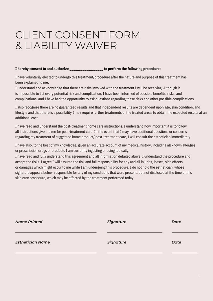 Spa Consent Forms, Client Consent Forms Esthetician, Esthetician Facial Consent Form, Facial Client Consultation Form, Esthetician Intake Form, Esthetician Consent Forms, Client Consultation Forms Esthetician, Esthetician Policies, Client Intake Form Esthetician