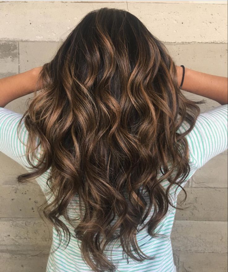 Long Layered Hair Wavy Loose Curls, Layered Hair Wavy, Long Layered Hair Wavy, Highlight Ideas, Black Wavy Hair, Brown Hair Shades, Brunette Hair With Highlights, Curls For Long Hair, Personal Aesthetic