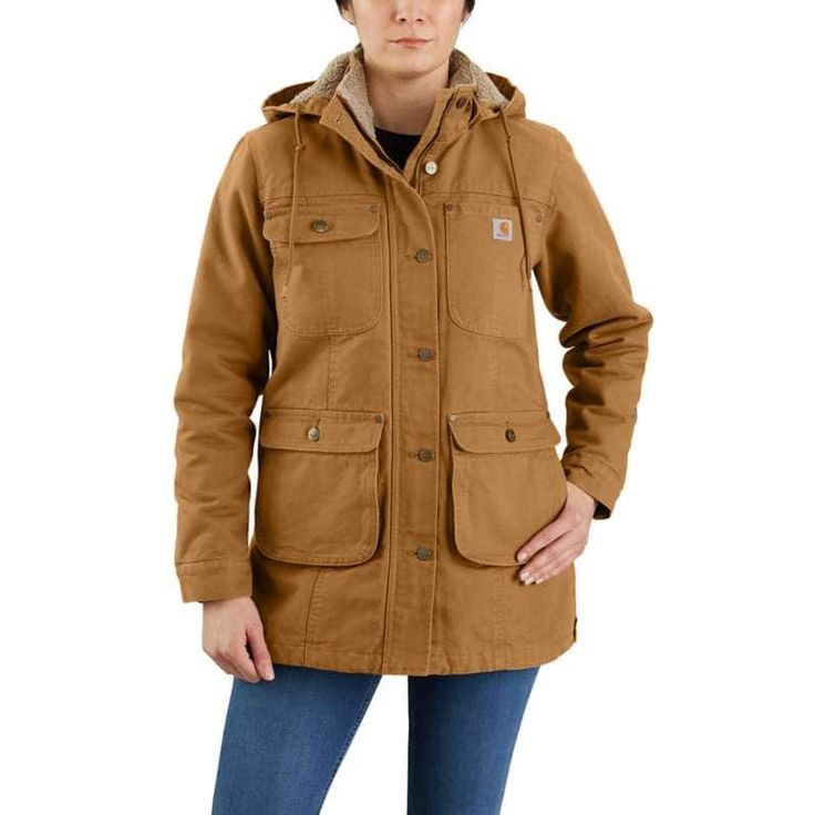 Women's Loose Fit Washed Duck Coat - Level 2 Warmth Rating | REG | Carhartt Lookbook Magazine, Outdoor Outfits, Carhartt Men, Duck Jacket, Farm Clothes, Roast Duck, Heavy Sweaters, Fitted Coat, Carhartt Womens