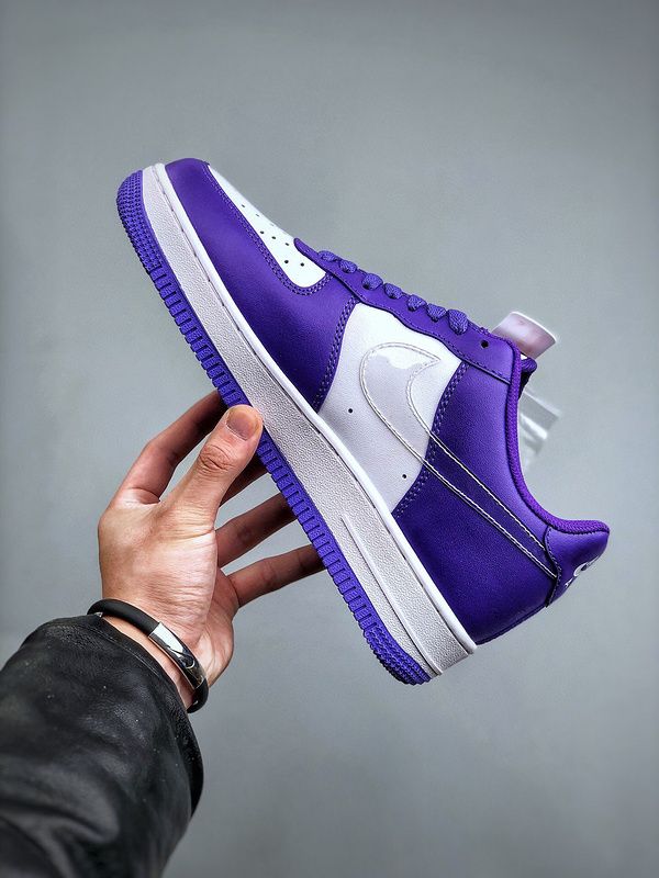 Available in a range of sizes to fit any style, this shoe is a must-have for any fan. Don’t miss out on the opportunity to add this shoe to your collection and experience the ultimate in style, comfort, and performance. Order now and step up your sneaker game! Sporty Fade-resistant Custom Sneakers For Streetwear, Purple Basketball Shoes For Streetwear, Purple Sporty Running Shoes For Streetwear, Sporty Purple Running Shoes For Streetwear, Nike Air Force 1 Purple Lace-up For Sports, Nike Air Force 1 Low-top Leather Fade-resistant, Sporty Nike Air Force 1 Low-top Fade-resistant, Sporty Low-top Fade-resistant Nike Air Force 1, Fade-resistant Nike Air Force 1 For Streetwear