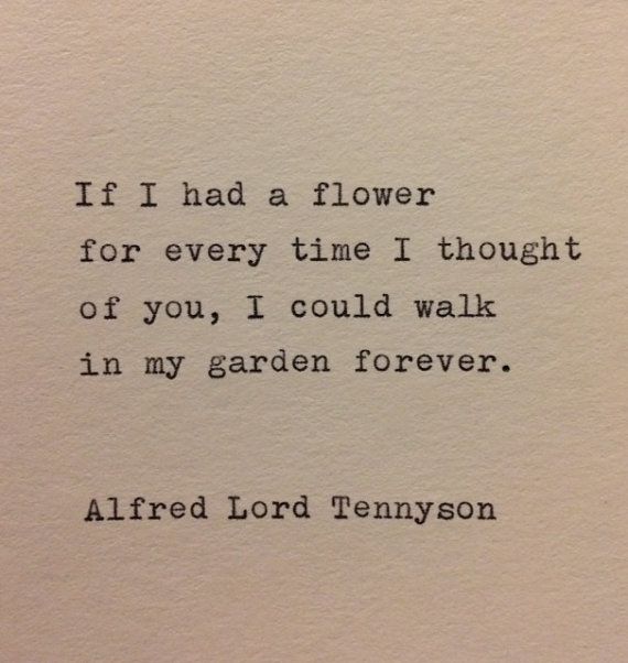 an old typewriter with the words if i had a flower for every time i thought of you, i could walk in my garden forever