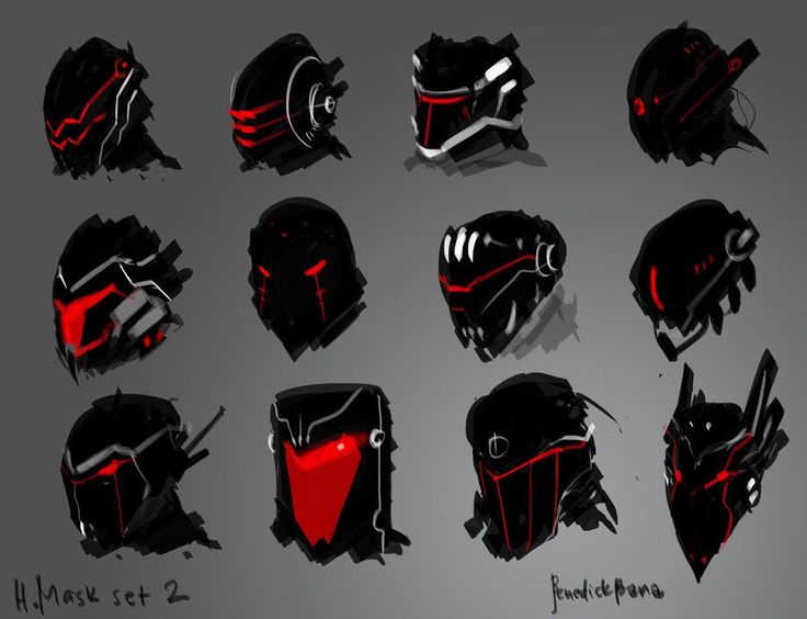 some red and black helmets are shown in this drawing style, with the words'how set 2?'written below them