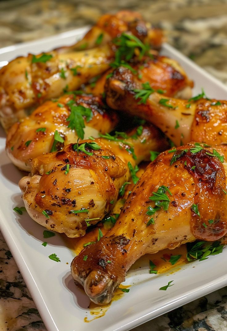 chicken wings with herbs on a white plate