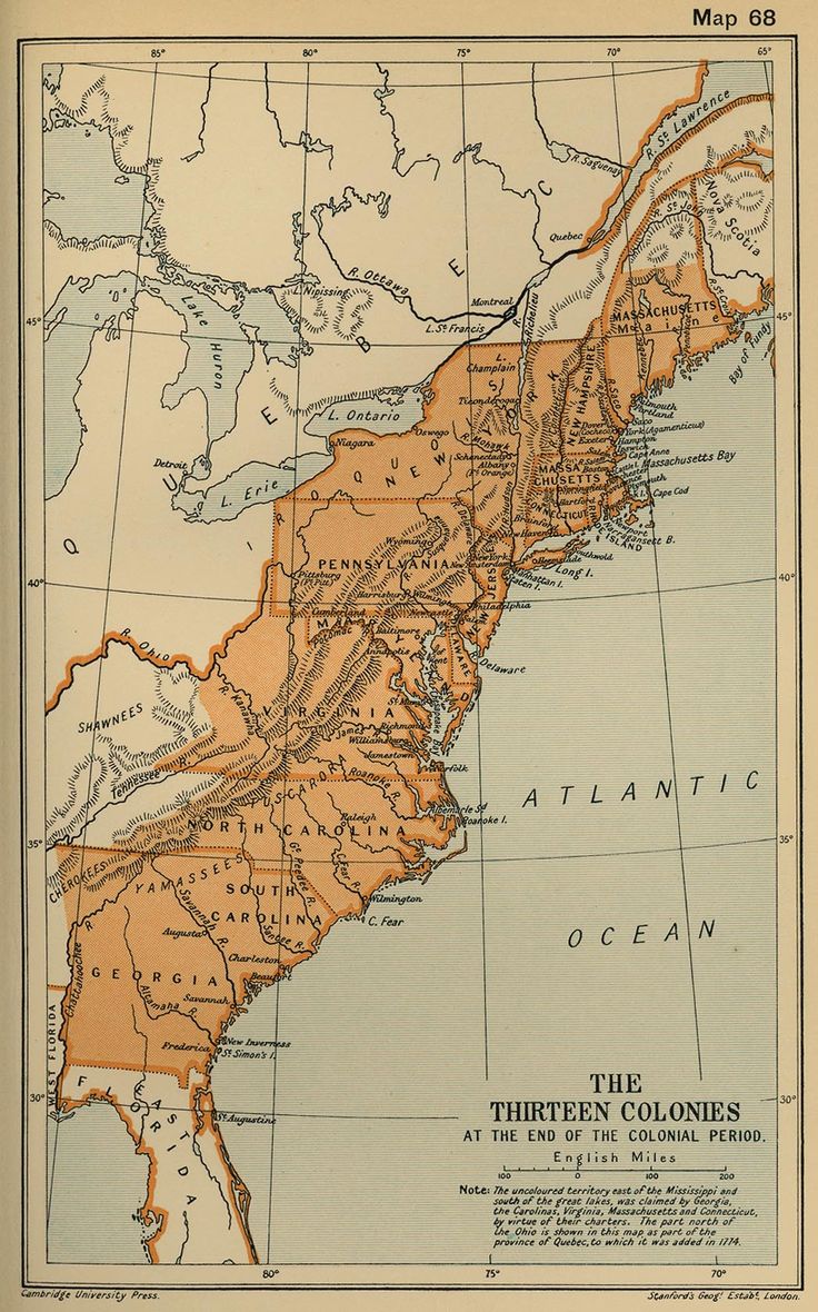 an old map of the united states showing the thirteen colonies and its major roads in orange