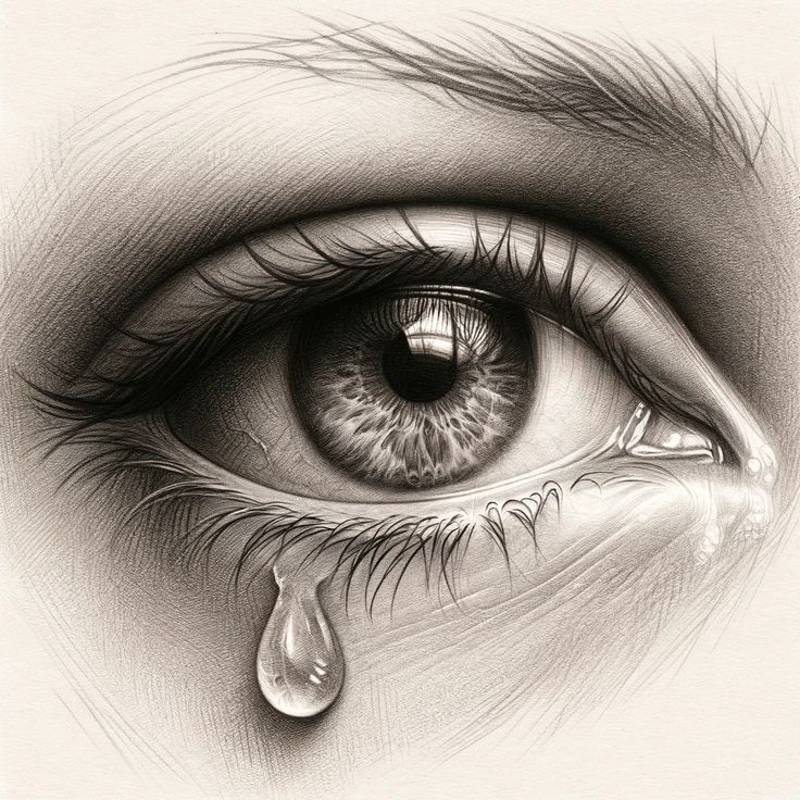 a drawing of an eye with tears coming out of the iris's tears