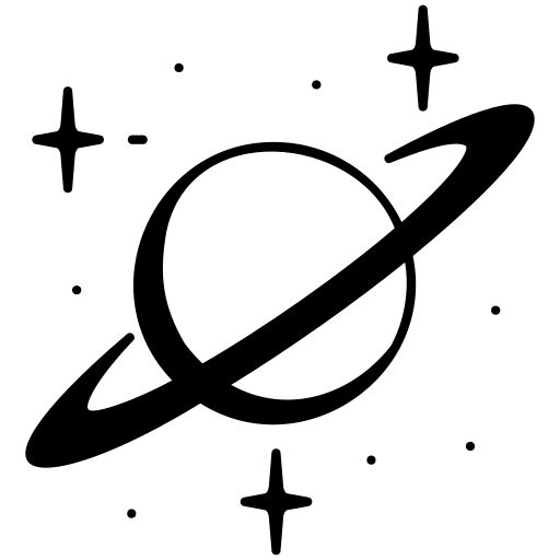 a black and white drawing of an object with stars in the background, on a white background