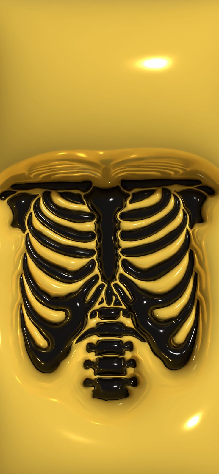 an image of a skeleton in the shape of a human ribcage on a yellow background