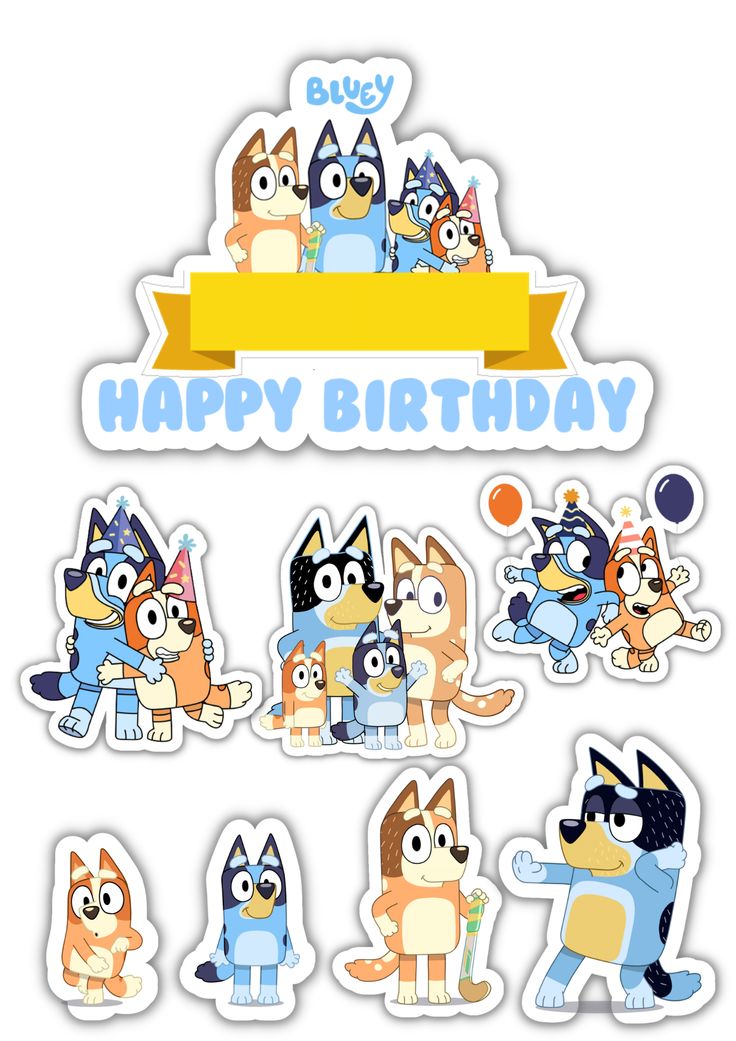 an assortment of cartoon stickers with the words happy birthday