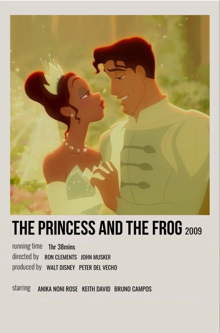 the princess and the frog movie poster with an image of prince and princess kissing each other