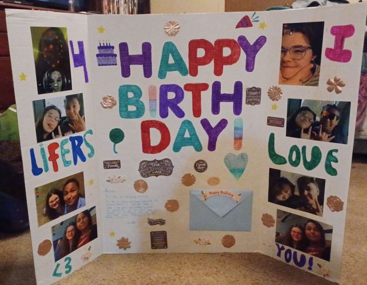 a birthday card with pictures and words on it