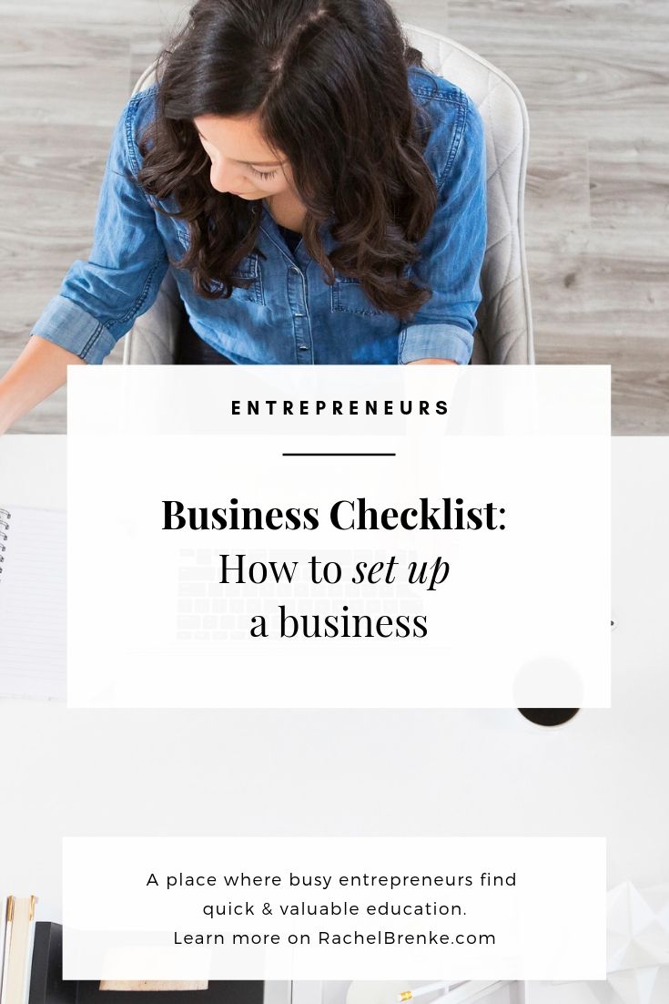 a woman sitting at a desk in front of a laptop with the words, business checklist how to set up a business