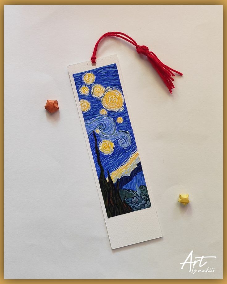 a bookmark with an image of the starry night