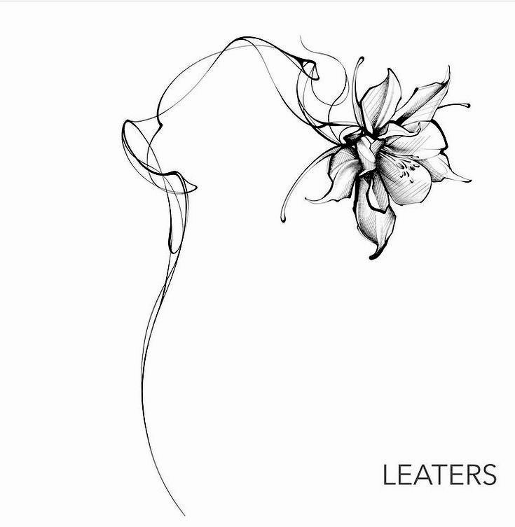 a black and white photo of a flower with the words leathers written below it