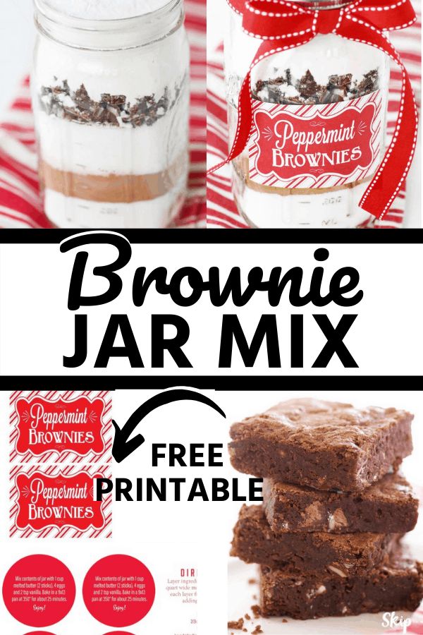 brownie jar mix recipe with free printable label and instructions to make it in the microwave