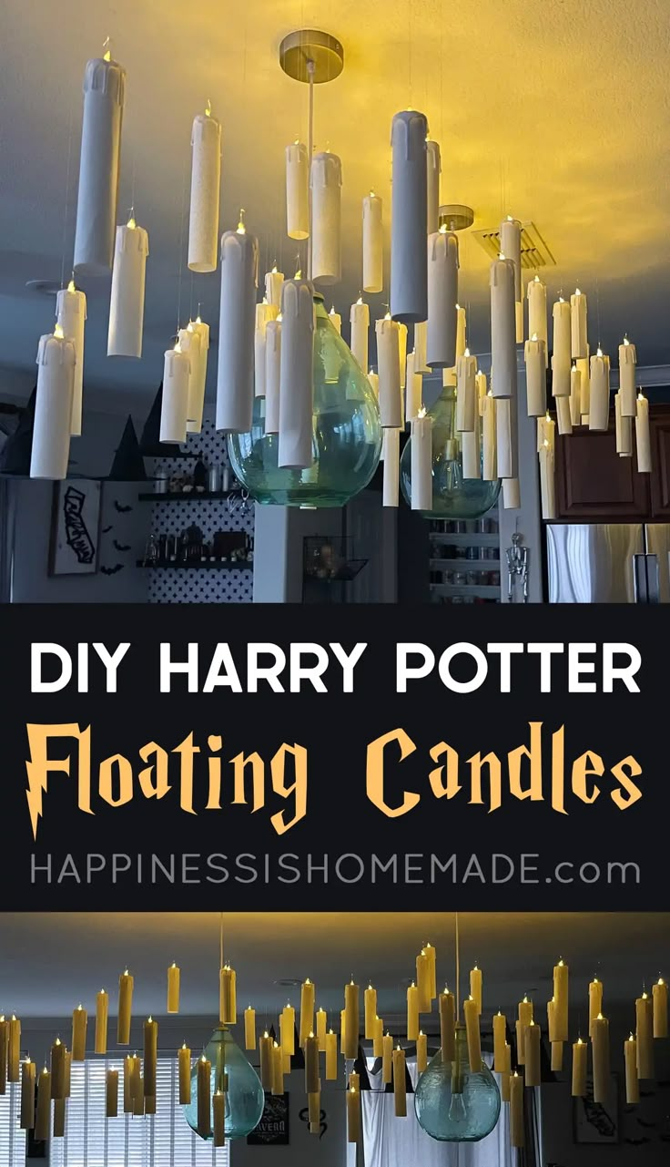 harry potter floating candles hanging from the ceiling