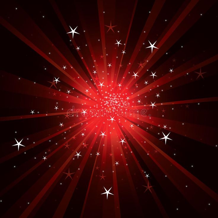 an abstract red background with stars and flares in the center, on a black background