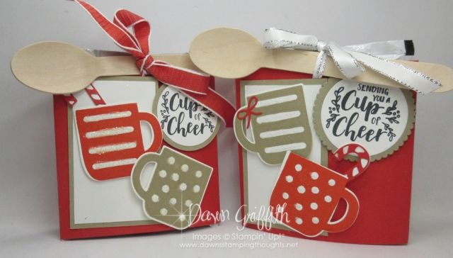 two red and white cards with mickey mouse ears on them, one has coffee mugs