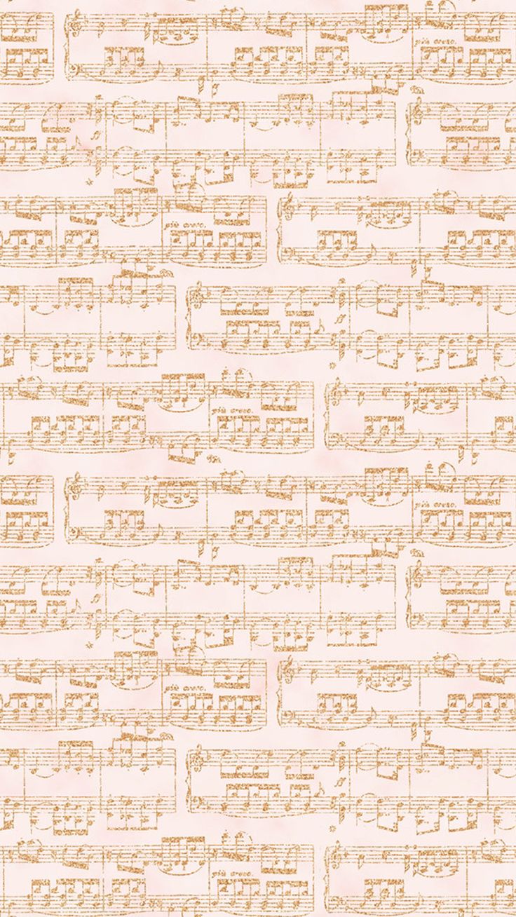 an old sheet music pattern is shown in beige and tan colors, with musical notes all over it