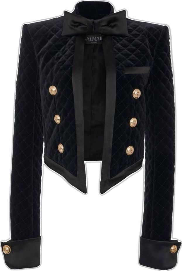 Quilted Velvet Jacket, Balmain Fashion, Balmain Collection, Quilted Velvet, Velvet Jacket, Looks Chic, Fashion Design Clothes, Satin Bow, Luxury Clothing