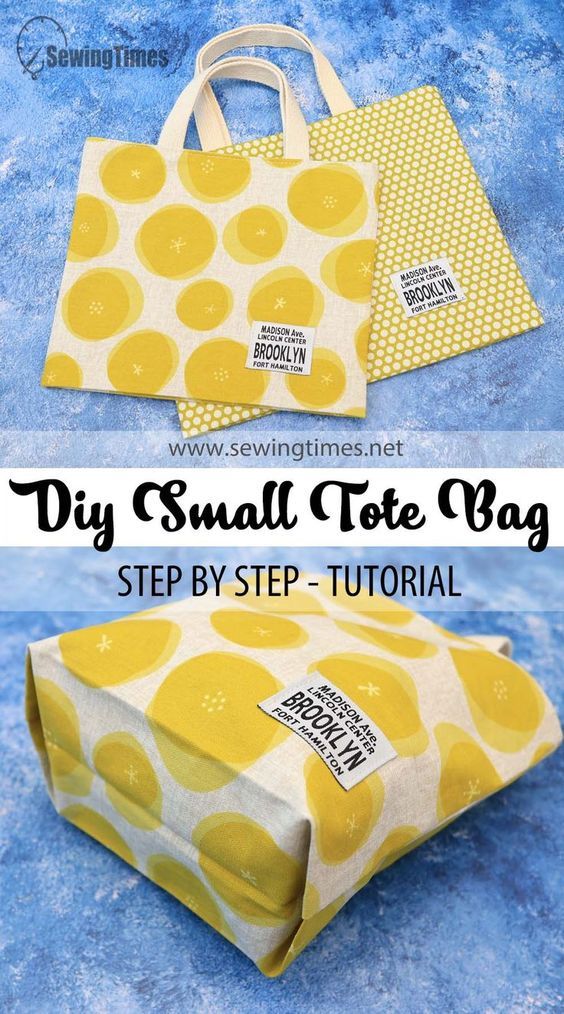 the diy small tote bag is shown with instructions for how to make it