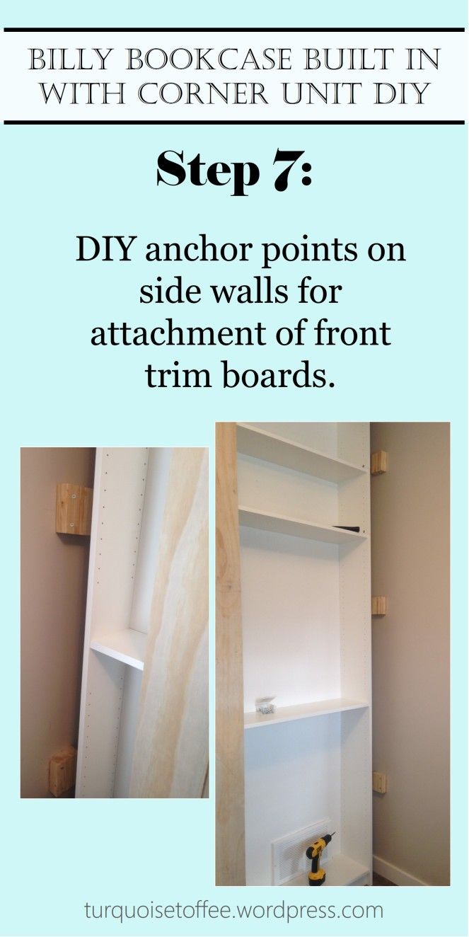 the instructions for how to build a bookcase built in with corner unit diy