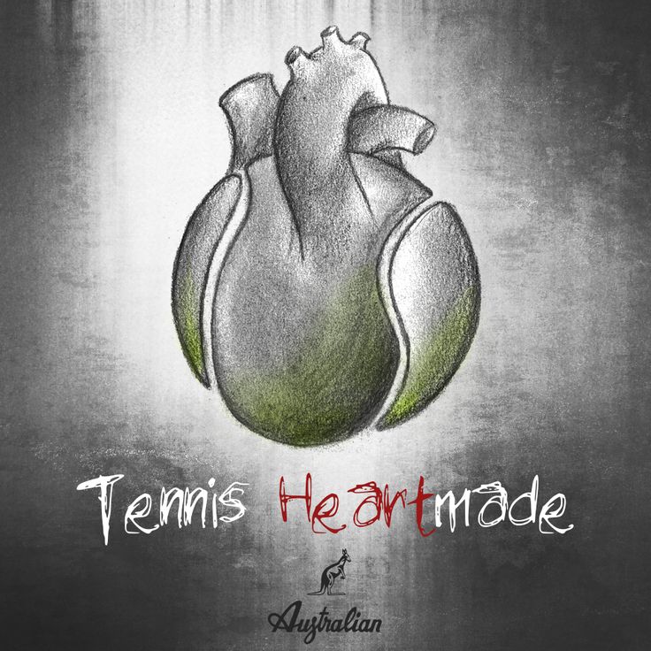 a drawing of a tennis ball in the shape of a heart